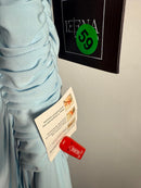 NWT MacDuggal Foldover Long Sleeve Jeweled Midi Dress Powder Blue Size 0