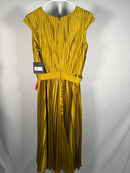 NWT Mac Duggal Apparel Green Pleated Cap Sleeve Belted A Line Dress Size 6