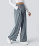 NWT Halara Flex™ High Waisted Pocket Wide Leg Waffle Work Pants Weathervane M