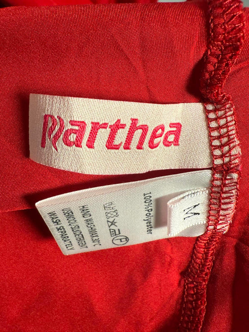 Pathea Elegant Red Midi Dress with Adjustable Straps and Lace-up Back, Size M