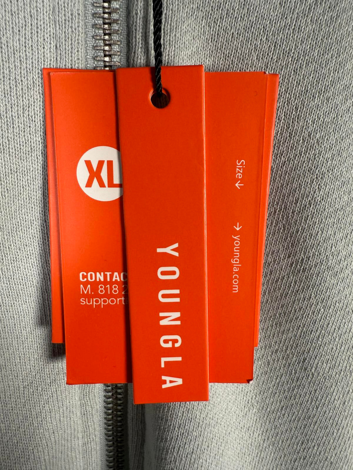 NWT YoungLA Men's "Elevated Essentials" Grey Zip Up Hoodie Size XL