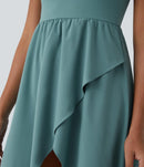 NWT Halara Breezeful High Low 2-Piece Pocket Flowy Midi Dress Stone Blue XS