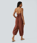 NWT Spaghetti Strap Lace Up Pocket Jumpsuit Size M, Tall