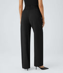 NWT Halara High Waisted Zipper Pocket Shirred Straight Leg Pant Black Size XS