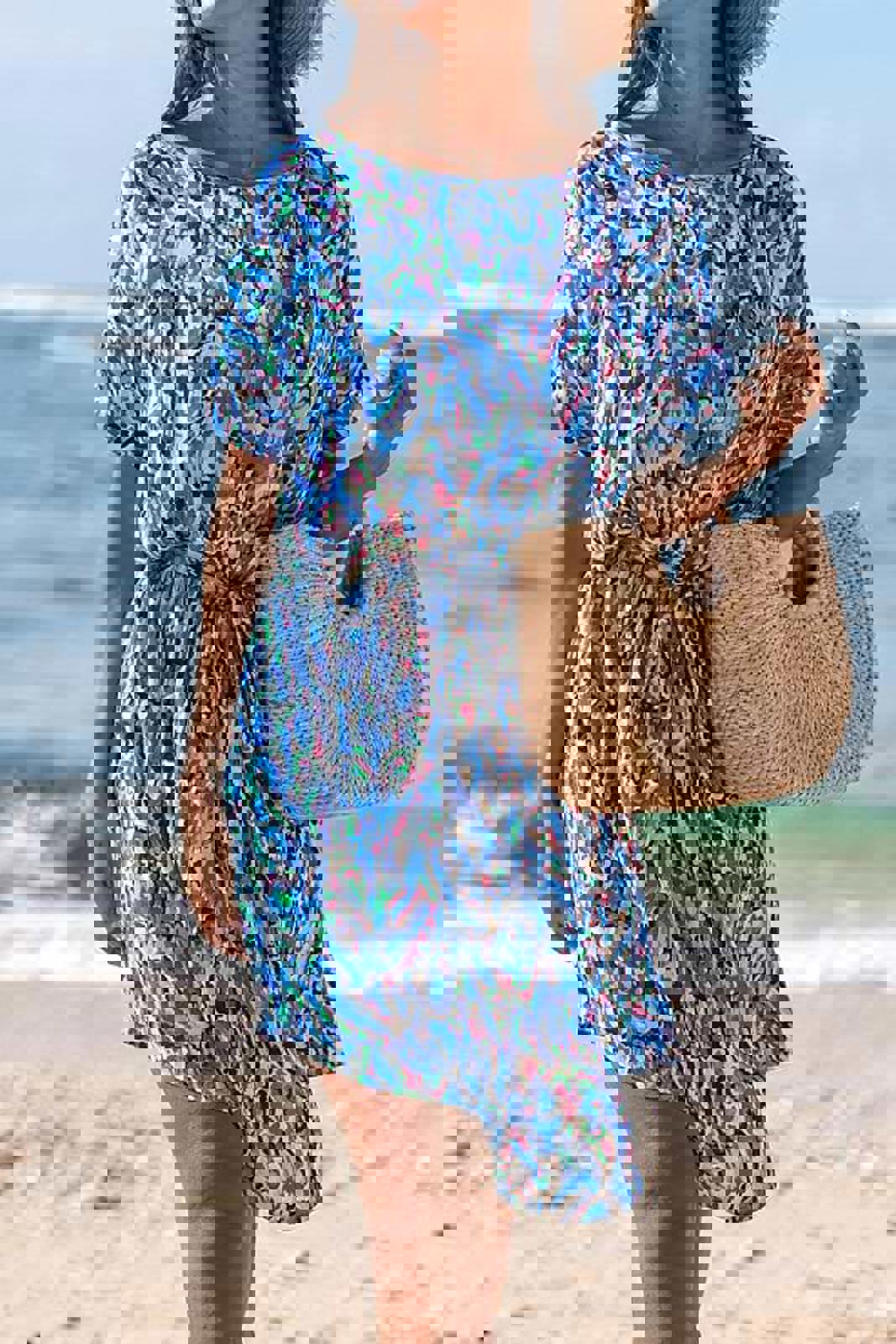 Cupshe Abstract Print Belted Mini Dress Size S