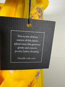 NWT Mac Duggal Yellow Floral Print Puff Sleeve Ruffled Mini Dress Size 2