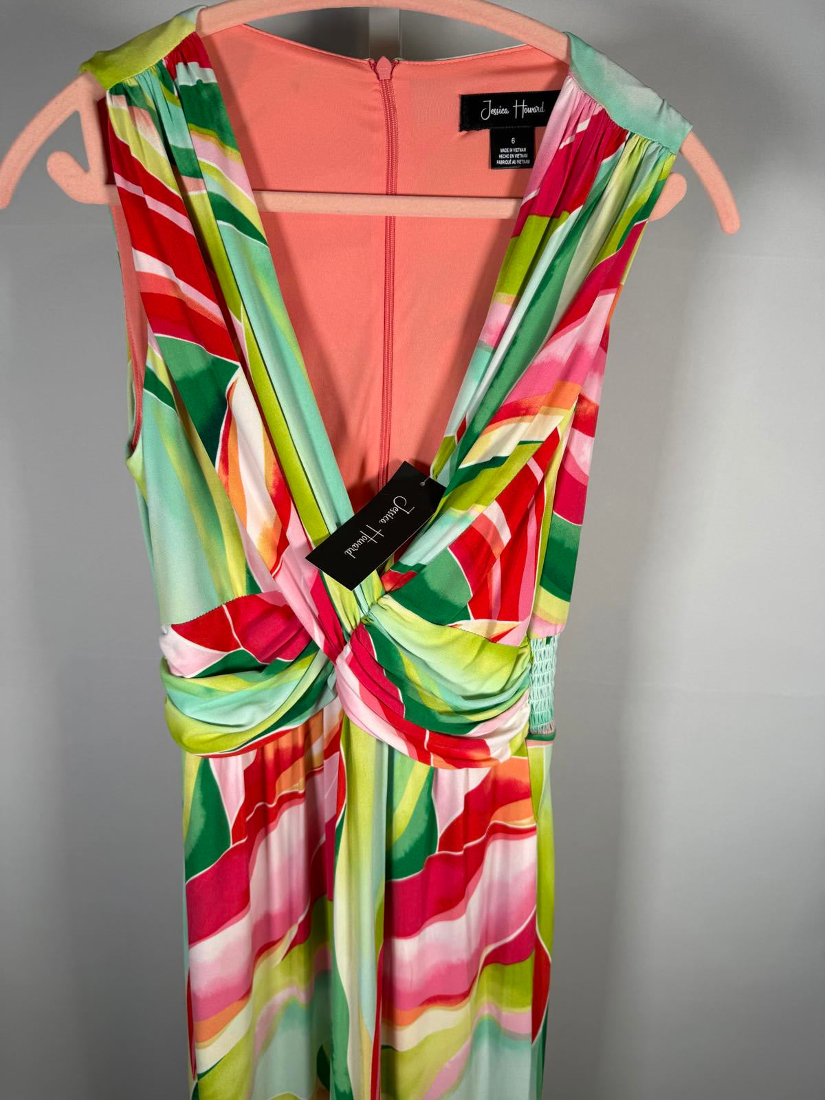 NWT Jessica Howard Women's Sleeveless V-Neck Knot-Front Maxi Dress Size 6