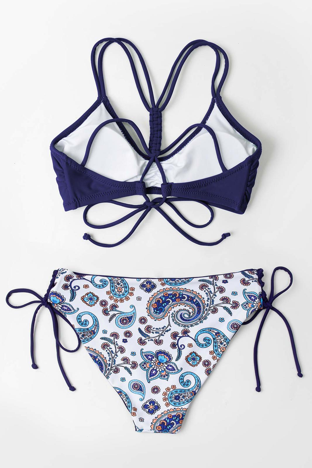 NWT CUPSHE Womens Two Piece Bikini Reversible Bottoms Swimsuit Size Medium