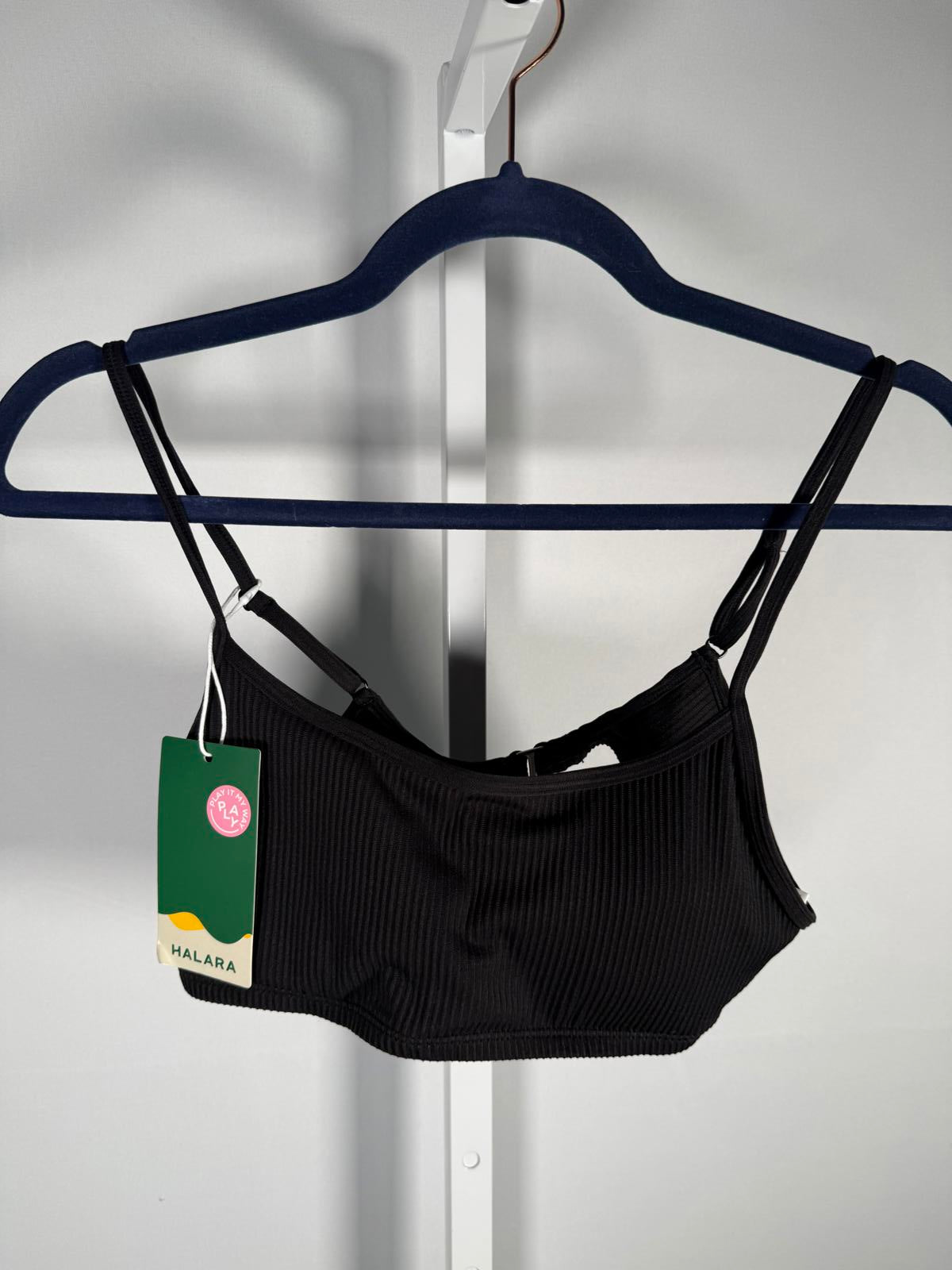 NWT Halara Ribbed Bikini Top Swimsuit Black Size M