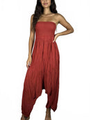 NWT Halara Strapless Smocked Tube Top Harem Jumpsuit Red Size XS