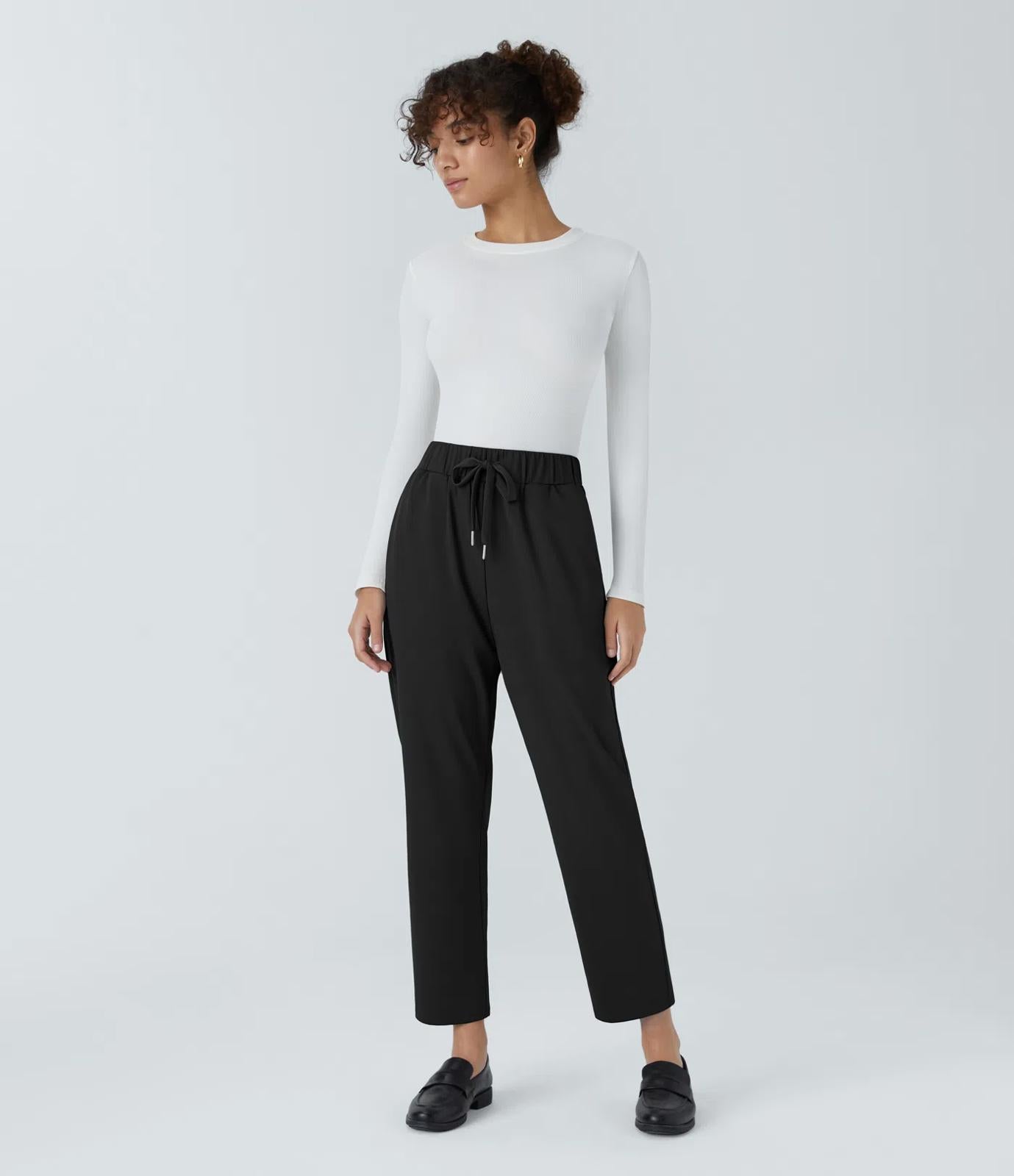 NWT HalaraFlex™ Mid Rise Drawstring Pocket Work Pants Black Large