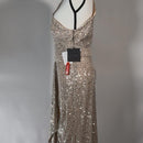 Mac Duggal Formal Silver Sequined One Shoulder Cut Out Gown Size 10 $298 NWT