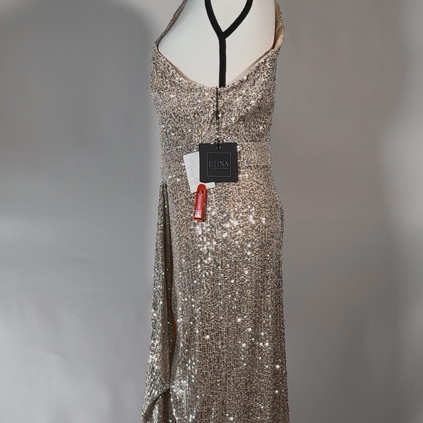 Mac Duggal Formal Silver Sequined One Shoulder Cut Out Gown Size 10 $298 NWT