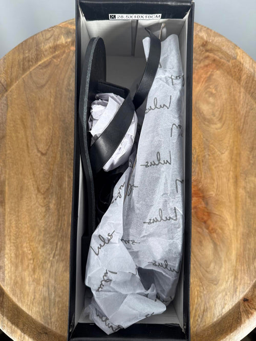 Lulus Maire Black Lace-Up Flat Thong Sandals - 5 NWB