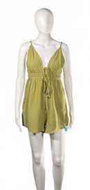 NWT Cupshe Olive Green Tie Front Romper Jumpsuit Women's Size M