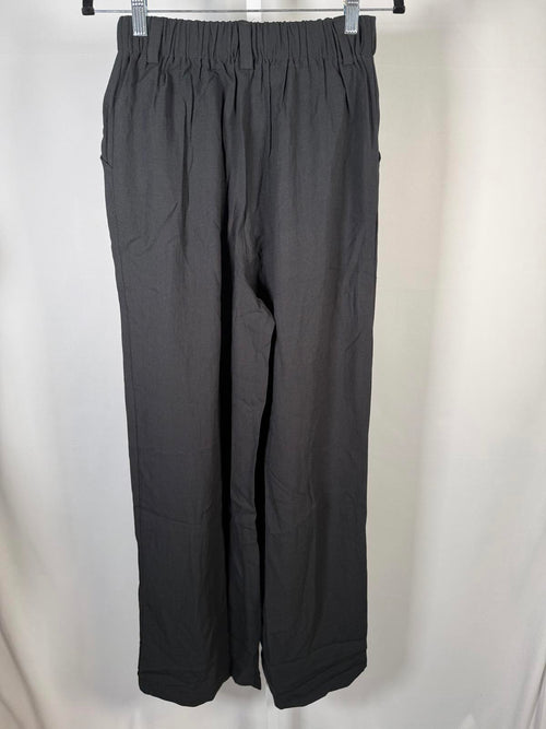 NWT Halara High Waisted Wide Leg Palazzo Linen-Feel Pants Black Small Tall