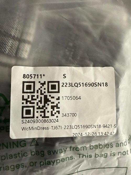 NWT Halara Tie Front Long Sleeve Plaid Mini Casual Dress Graphite White Plaid S