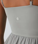 NWT Halara Breezeful High Low 2-Piece Pocket Flowy Casual Dress Ghost Gray S