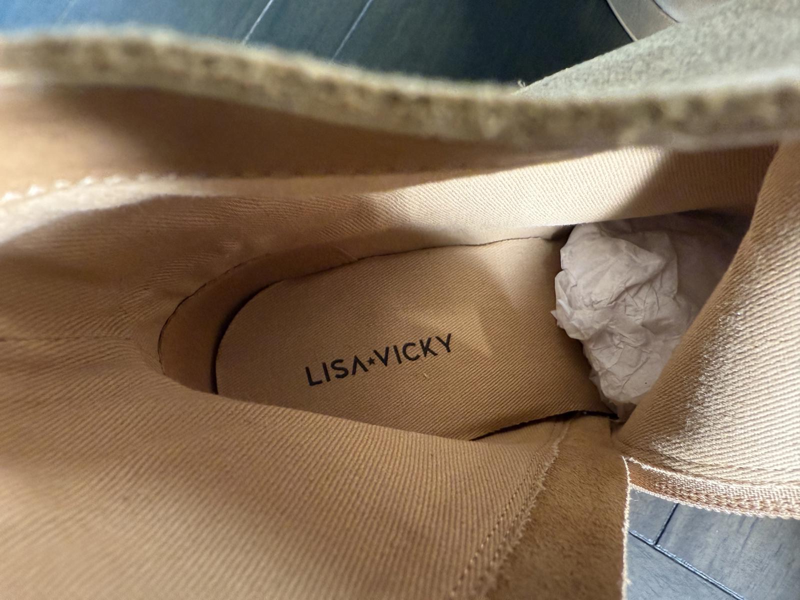 Lisa Vicky Cognac Split Suede Heeled Boots Size 9.5 M New in box