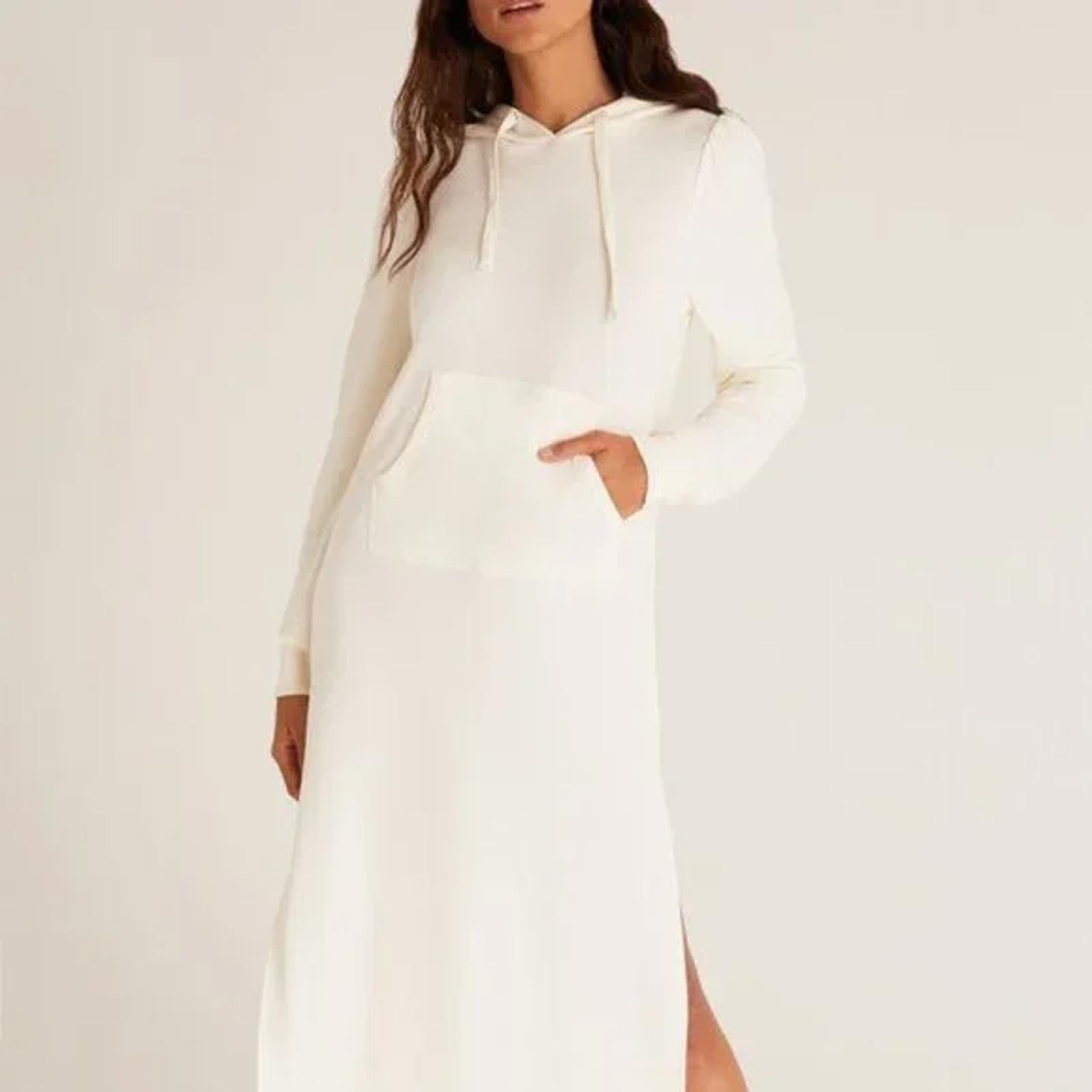 NWT Revolve by Zupply Ruffle Hoodie Dress Cloud Dancer Size Medium