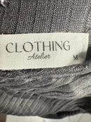 Atelier Women's Wrap Dark Gray Sleeveless Ribbed Knit with Ring Detail Size M