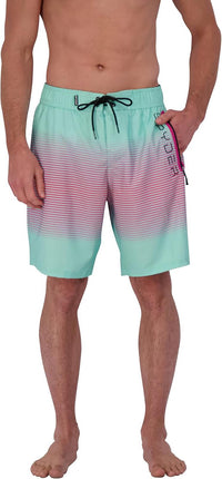 NWT SPYDER SWIM Men Size Large Double Ombre Stripe 9" E-Board Shorts Swim Trunks