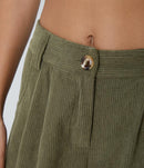 NWT Halara Mid Rise Zipper Pocket Corduroy Casual Pants Green Size M Tall