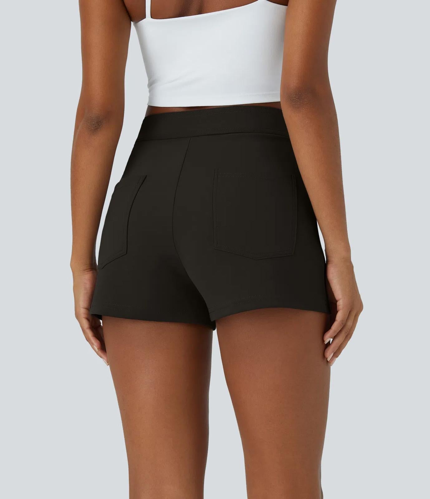 NWT Halara High Waisted Pockets Casual Shorts 2.5'' Black S