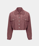 NWT Halara Pocket Cropped Corduroy Casual Jacket Mauvewood Large