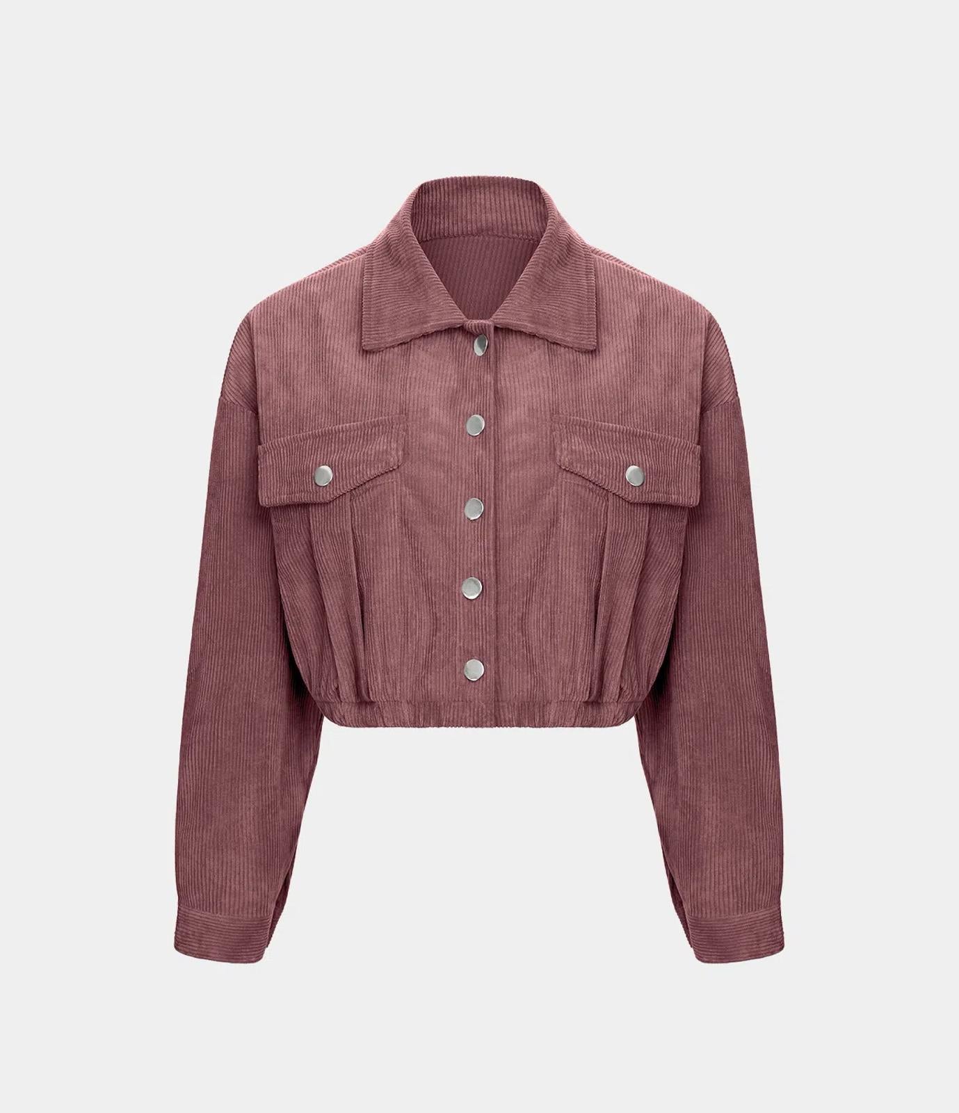 NWT Halara Pocket Cropped Corduroy Casual Jacket Mauvewood Large