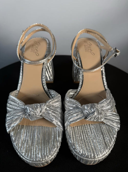 JEWL BADGLEY MISCHKA Tyler Ribbed Open Toe Block Heels SIZE 10