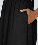 NWT Halara Deep V Neck Sleeveless Tie Back Pocket Flowy Dress Black -Size M