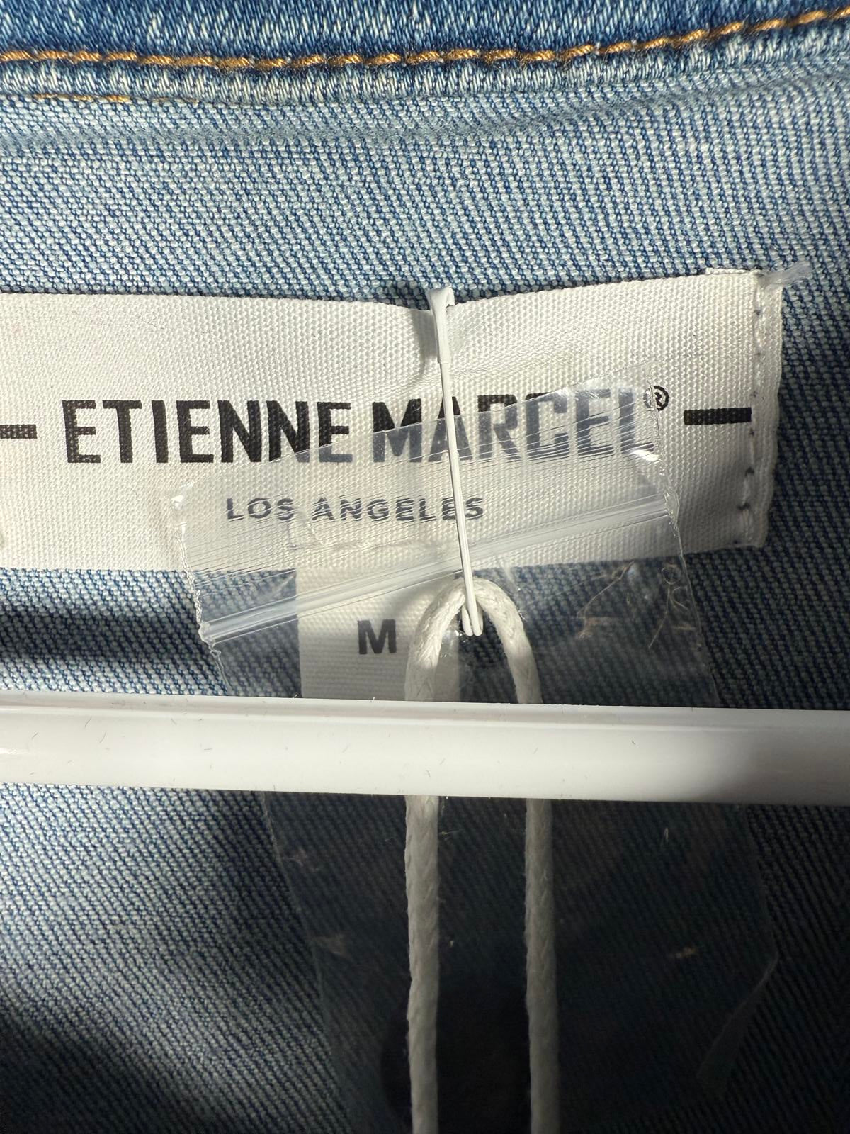 NWT Etienne Marcel Faded Wash Notch Lapel Denim Jumpsuit, Size M