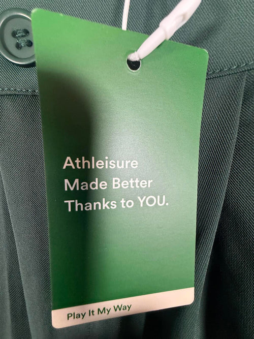 NWT Halara High Waisted Shirred Straight Leg Work Pants Dark Green M Petite