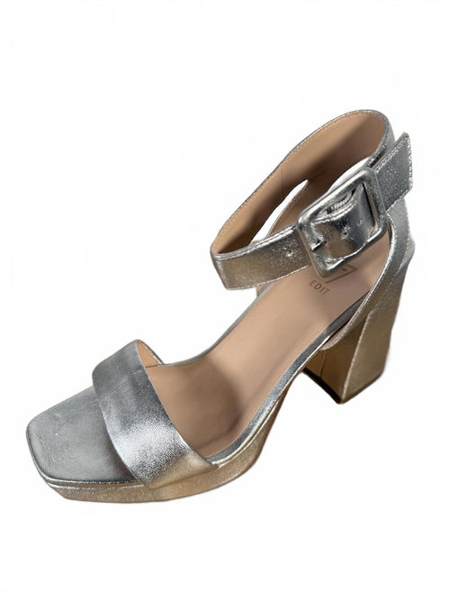 27 EDIT Naturalizer Jaselle Metallic Leather Ankle Strap Platform Sandals - 8.5