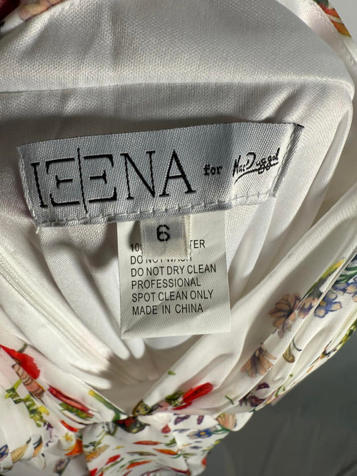 NWT Mac Duggal Apparel White Butterfly Print Ruffle Hem Mini Dress Size 6