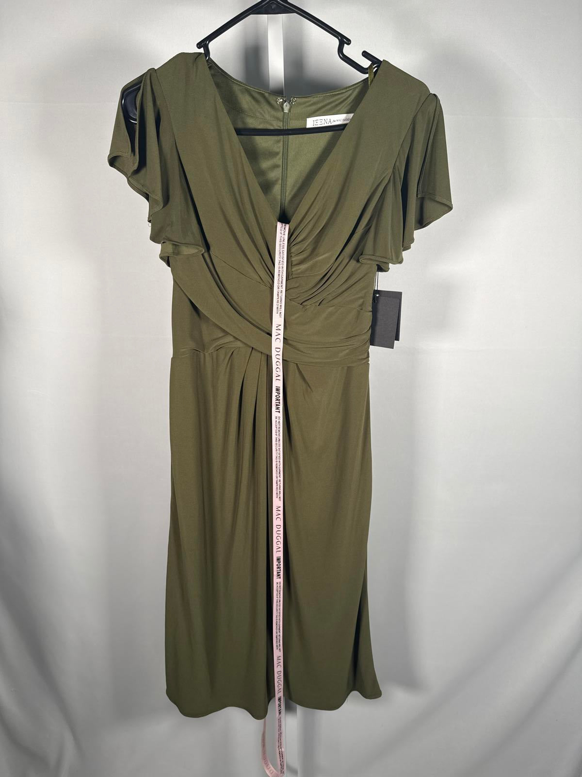 NWT Mac Duggal Flounce Sleeve Mini Dress Green Size 6