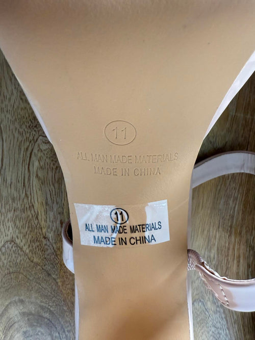 Lulus Fausee Light Nude Patent Square Toe Platform Slide Sandals - 11 NWB