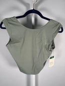 NWT Halara Boat Neck Cap Sleeve Cropped Casual T-Shirt-UPF50+ Asparagus S