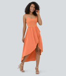 NWT Halara Breezeful High Low 2-Piece Pocket Flowy Midi Casual Dress Flamingo XL