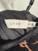 Lush Lady in Love Black Floral Print Velvet Mini Dress - XS NWT