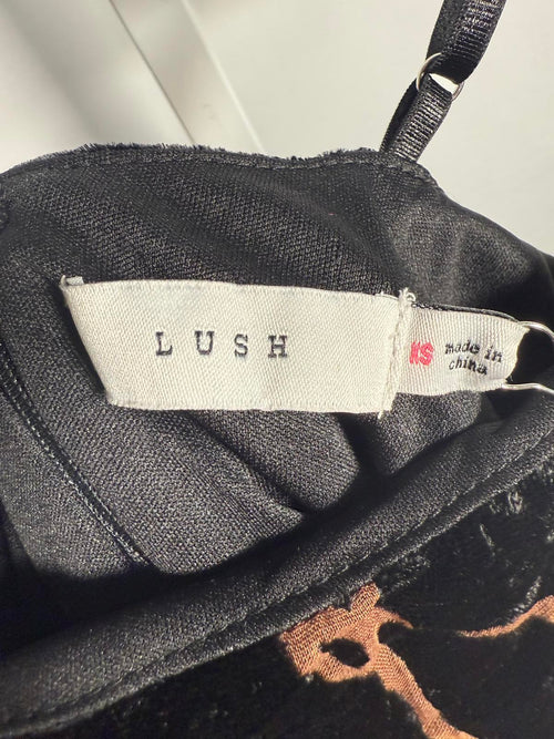 Lush Lady in Love Black Floral Print Velvet Mini Dress - XS NWT