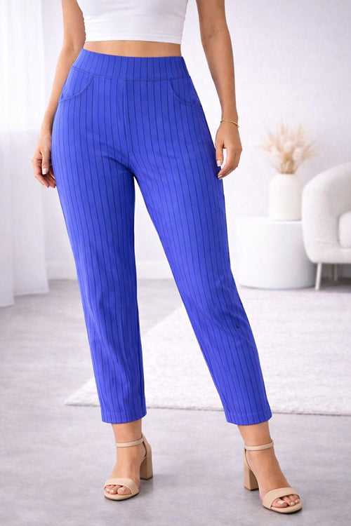 NWT Halara Women's Casual Blue Pinstripe Pants 7/8 Length Size XL