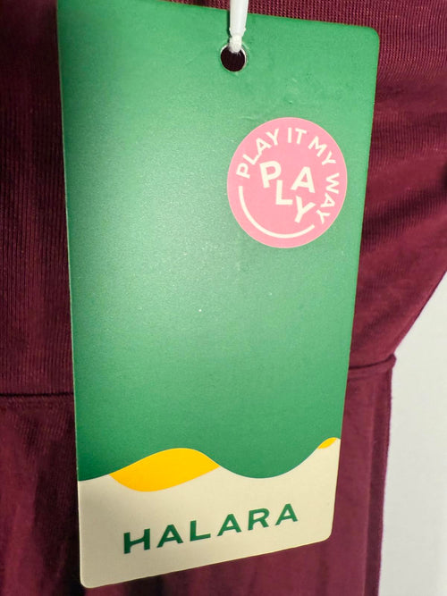 NWT Halara Ribbed Cowl Neck Lace Up Midi Dress Maroon Banner Size Small