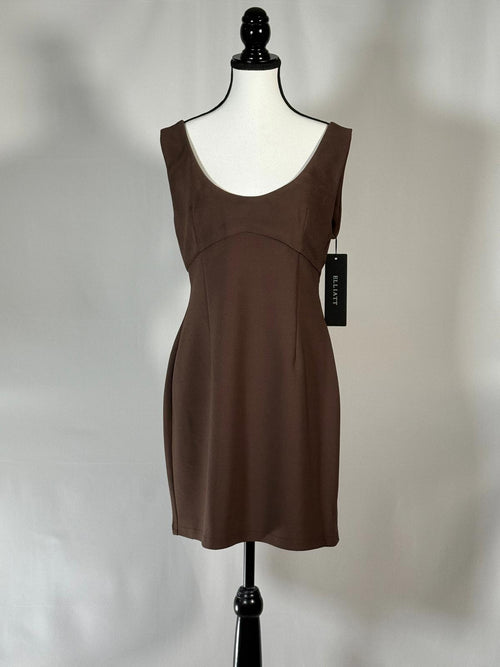 NWT Elliatt Nola Party Dress Brown Sleeveless Bodycon Mini Dress Size Large
