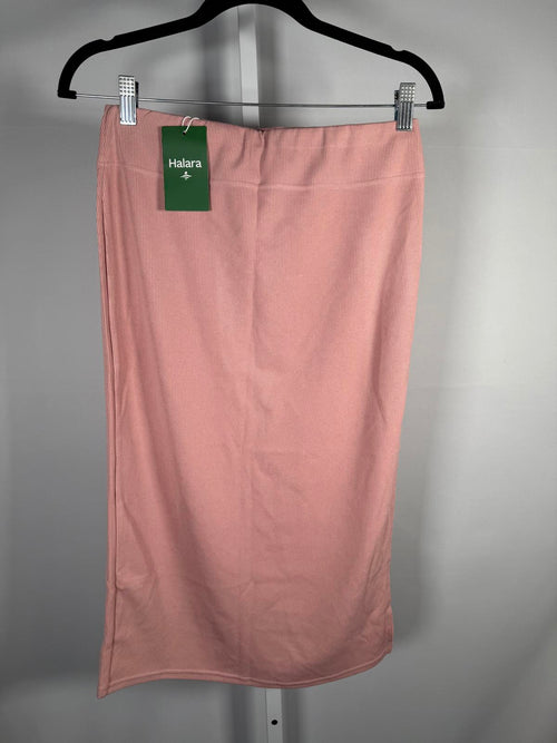 NWT Halara Ribbed High Waisted Bodycon Midi Casual Skirt Mellow Rose Size Medium