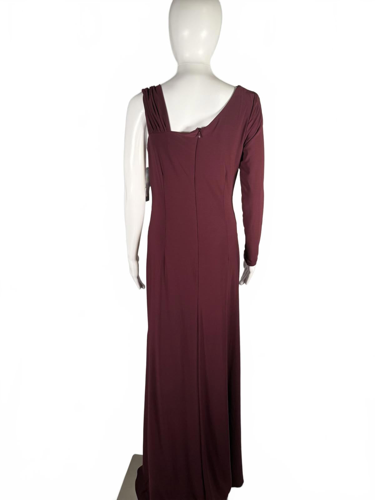 Betsy & Adam Women's Red Asymmetric Ruched Gown Dress Size 8