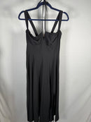 NWT Halara Square Neck Drawstring Tie Front Flounce Long Sleeve Dress Black S