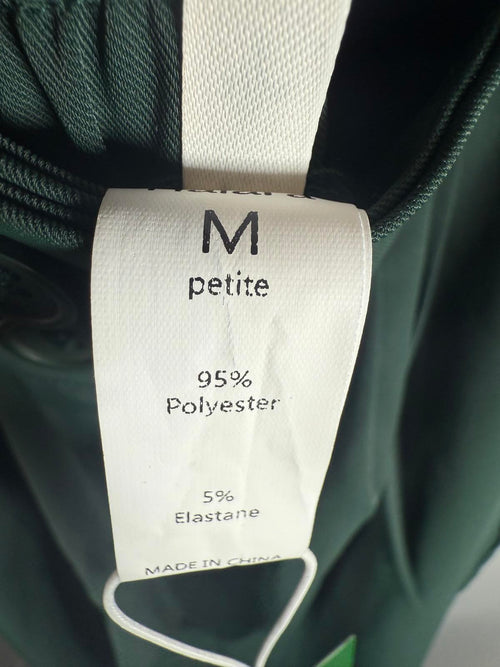 NWT Halara High Waisted Shirred Straight Leg Work Pants Dark Green M Petite