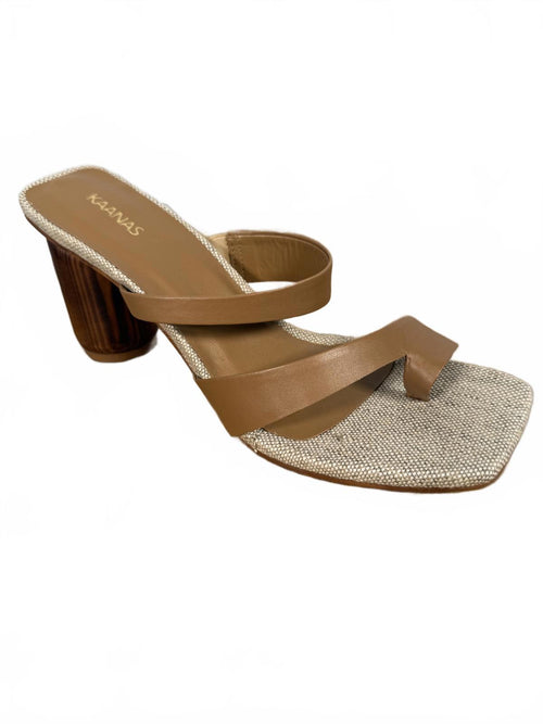 KAANAS Women's Otto Toe Ring Strappy Chunky Heels - 9